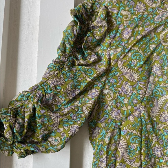 Veronica Beard Green Paisley Blouse - Picture 5 of 6